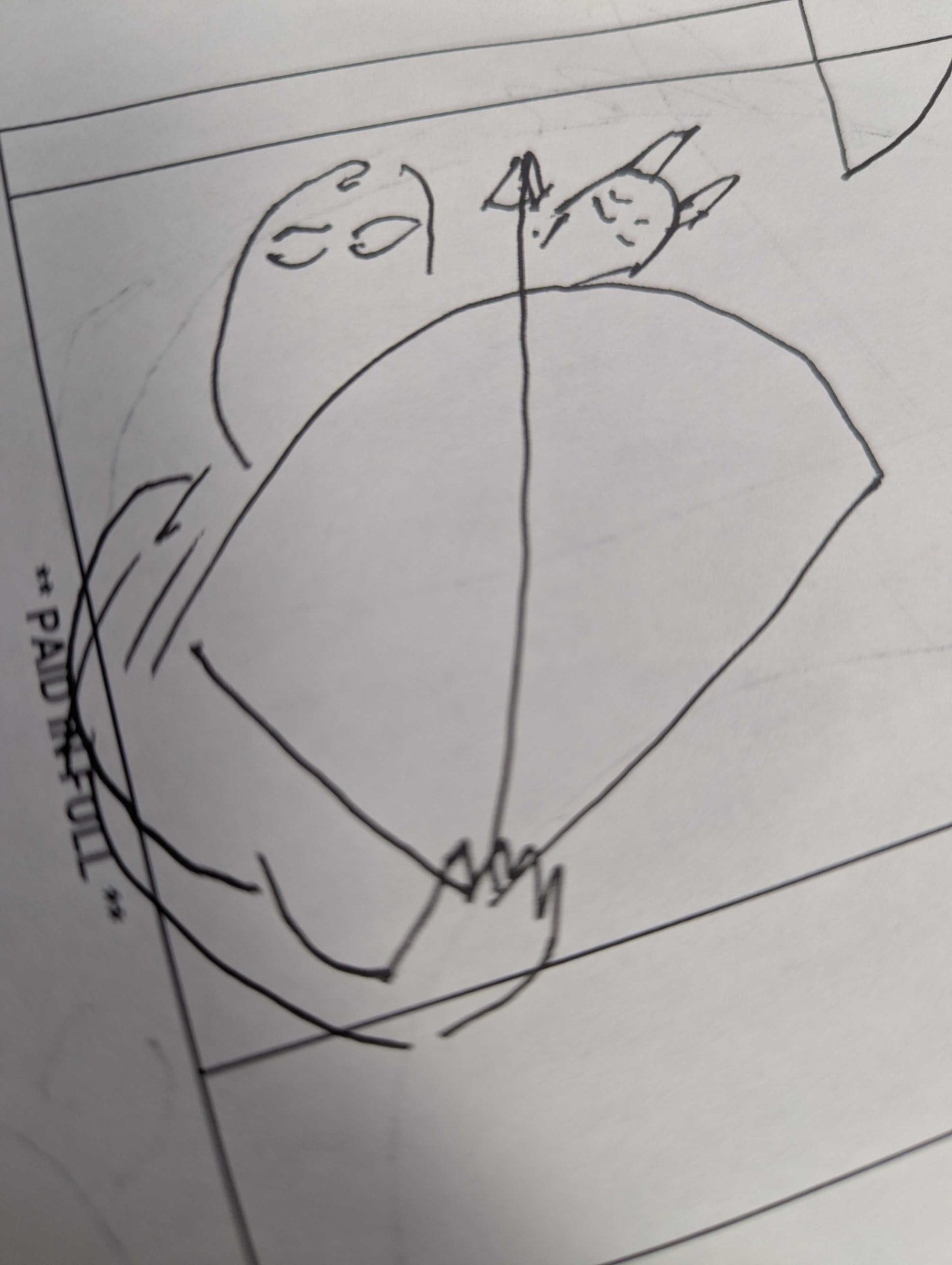 Hand-drawn ink sketch of The Toilsome Twosome — a rounded figure holding a fan with a small squirrel-like creature perched on top